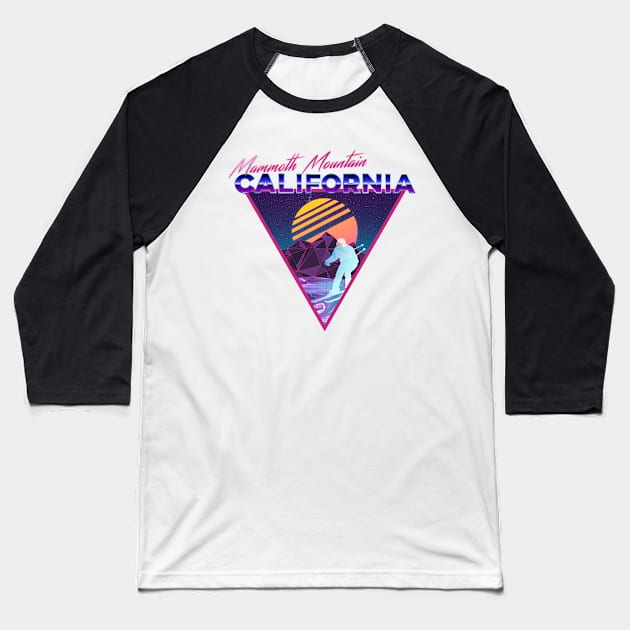 Retro Vaporwave Ski Mountain | Mammoth Mountain California | Shirts, Stickers, and More! Baseball T-Shirt by KlehmInTime